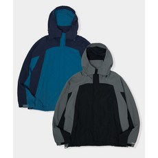 [블랙모먼트] 유틸리티 컬러 블록 후드 탈부착 바람막이 자켓 점퍼