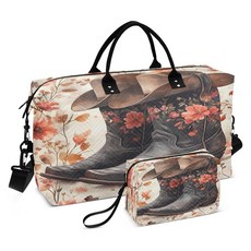 STAYTOP 아름다운 웨스턴 카우보이 부츠 여행용 더플백 2개 남성용 여성용 스포츠 더플 백 위켄더 오버나이트 체육관 토트백 세면도구 가방 포함