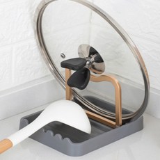 수앤코 주방용품 조리도구 냄비뚜껑 거치대 국자 받침, 1개, 그레이
