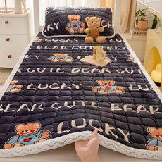 겨울 극세사 매트리스 패드 싱글 포근한 벨벳 기숙사 침대커버, 너구리