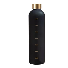 휴대용 누출 방지 음료 용기 BPA 프리 프로스트 병 시간 포함 1L 32 OZ 피트니스 야외 여행, 02 black, 01 1.0L, 1개