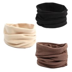 AWOCAN 3피스 겨울 넥 워머 따뜻한 넥 게이터 페이스 마스크 단색 스카프 페이스 커버 스카프 남성 여성용 (베이지+브라운)