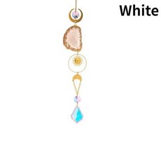 썬캐처 크리스탈 태양과 달 프리즘 레인보우 썬 캐처 정원 장식 걸이식 창문 파티오, 02 WHITE