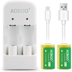 CR2 배터리 충전기 3V USB 2개 300mAh 충전식 디지털 카메라 골프 거리측정기 망원경에 적합, 2Pcs & Charger