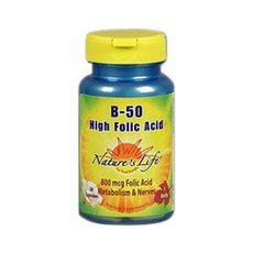 Nature's Life 葉酸 B-50膠囊 800mcg, 50顆, 1罐