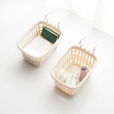 걸고리 소형 바스켓 욕실 소품 바구니 정사각 물빠짐 바스켓, 정사각-살구, 1개