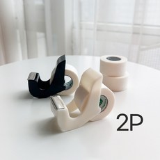 스탠드 테이프 커터기 폭 3cm 2p모음, 1개, 블랙+아이보리