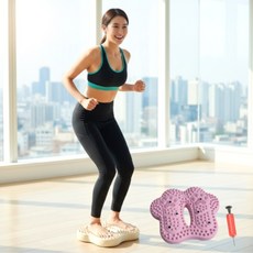 이숍 다이어트 밸런스볼 에어스텝퍼 코어운동 발지압 쿠션 패드, 핑크 퍼플