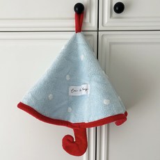 小雨傘擦手巾 珊瑚絨吸水衛生間廚房手帕 波點提花創意可愛毛巾, 藍色, 1個