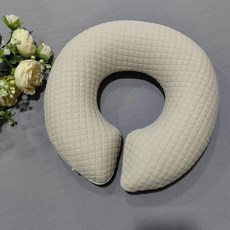 美容院專用記憶棉趴枕，U型臉枕胸枕，按摩SPA床頭洞墊枕，舒適透氣, 小方格卡其色, 1個