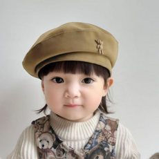 블랙체리 아동용 곰돌이 고급 베레모