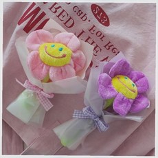 꽃 인형 꽃다발 유치원 졸업식 재롱잔치 학예회 선물용 미니 한송이 플러시 토이 부케 아동 기념품, 핫핑크