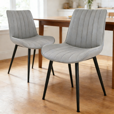 Doreso 식탁의자2p 카페의자 업소용 식당의자 등받이 캐주얼 쾌적한 가죽 의자, 2개, 연그레이