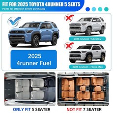 Titibett 트렁크 매트 뒷좌석 프로텍터 2025 2026 토요타 4러너 5 시트에만 적합 가스 카고 라이너 시트 백 커버 액세서리와 호환 3개, Titibett 트렁크 매트 뒷좌석 프로텍터, 2025