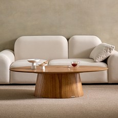 헤즈로 가디엘 거실 소파테이블 원목 타원형 원형 좌식 탁자 좌탁 3color (블랙 화이트 브라운), 브라운