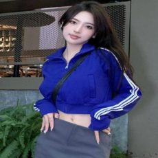 힙샵 여성 봄신상 크롭 라인 져지 집업 운동복 트레이닝복 자켓