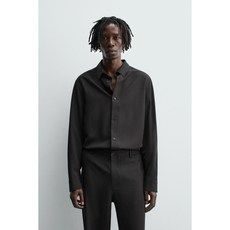 ZARA 자라 미니멀 릴랙스핏 테크니컬 긴팔 셔츠 5854/120 5854120 Black 21492588