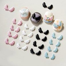 천사날개 8개 네일파츠 6x7mm 귀여운 파츠, 블랙(왼쪽4개 오른쪽4개)