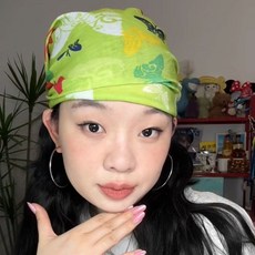 綠色系蝴蝶的世界氛圍感外出騎行包頭巾薄款頭巾帽吸汗多功能百搭