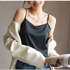 끈나시 나시티 민소매 캐미솔 여름티 런닝 이너나시 티셔츠 심리스 실키 새틴 끈나시 이너웨어