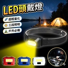 LED頭戴燈 三段照明輕量化工作燈, 1個