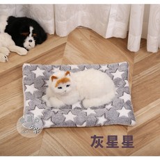 愛麗亞寵物 法蘭絨雙層毛毯, 1個, 灰星星,M號(40*50cm) 適合7公斤內