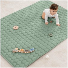 Comfy Cubs 직사각형 아동용 놀이 매트 - 대형 152.4 x 243.8cm(60 x 96인치) 부드러운 퀼트 아기 바닥 매트 미끄럼 방지 바닥 - 유아의 놀이 시간을, Fern, Rectangle - 48" x 72"