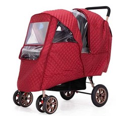 2인용 트윈 유모차 커버 레인 겨울용커버 방풍 쌍둥이 인용 방수 그레이