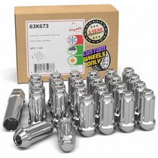 휠 액세서리 부품 24개 M14x2 14x2 나사산 트럭 2.00인치 길이 스플라인 러그 너트 블랙 크롬 6 헥스 포드 F-150 익스페디션 링컨 내비게이터 해외 직배송, M14 x 2.0, Chrome, 24