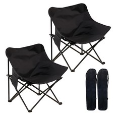 소소 야외 휴대용 원터치 접이식 캠핑 의자, 블랙, 2개