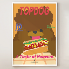 퍼플더스트 핫도그 그림 강아지 포스터, 1.핫도그푸들_A4, 포스터만