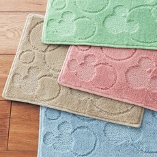 디즈니 약 35x50 흡수·속건성 실을 사용한 코스모트론R 욕실 매트 미키 모티프 그린 베이지 핑크 아이보리 블루, 약 35×50, 파란색