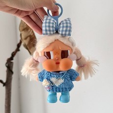 팝마트 크라이베이비 휴가 일기 인형옷 스웨터 모자 크로스백 방울목돌이 크리스마스 토끼인형, 아기가 없어요, 블루 4피스 세트(리본+하트스웨터+펜던트+신발)