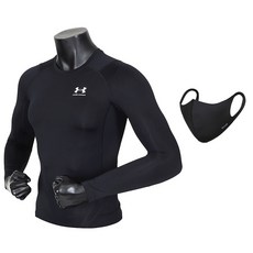 UNDER ARMOUR 男士 UA Heat Gear 壓縮長袖功能性服裝健康服 + 時尚面罩