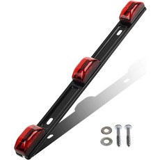 파탐 레드 클리어런스 ID 바 마커 라이트 3 9 LED 트레일러 밀폐 스테인리스 스틸 [DOT 승인] 밀폐된 트럭 및 식별 스트립 블랙 베이스, Red, 1개