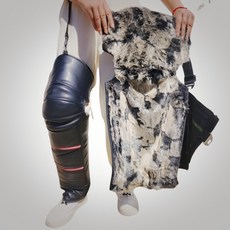 【臺灣出貨】機車保暖護膝 可穿脫褲套 機車護膝套 防寒護膝護腿加厚長款冬季騎車防風保暖男女電動車電瓶車摩託車護膝擋風被, 71厘米【頭層牛皮】【加密黑毛】