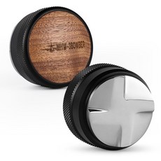 MHW-3BOMBER 에스프레소 커피 디스트리뷰터 53.35mm 나무 뚜껑이 있는 54mm 포터필터용 미끄럼 방지 기능이 조절 가능한 높이 레벨러 액세서리 T6091L4, 58.35mm