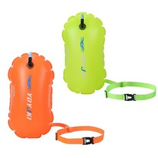 2팩 수영 부표 플로트 수영장 조절 가능한 허리 벨트가 있는 버블 안전 플로트, Orange/Neonyellow