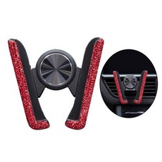 여성용 다이아몬드 크리스탈 자동차 전화 홀더 자동차 에어 벤트 마운트 클립 휴대폰 홀더 스탠드 자동차 브래킷 인테리어 액세서리, 3)Red