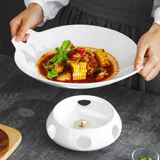 eshop 보온 소형 세라믹 접시 세트 플레이팅용 촛불 가열, 1개, 동일 구성, 호화로