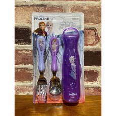 Lilfant 304不鏽鋼冰雪奇緣兒童餐具組，波浪叉子湯匙便攜盒，學習餐具外出好方便, 紫色, 1個