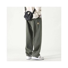 鬼洗直筒牛仔褲男款大尺碼寬鬆休閒長褲彎刀鬼洗牛仔褲彈性工作褲美式高腰闊腿褲, XL建議體重130-150斤, 軍綠色