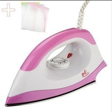 手持電熨斗熨燙機，110v-220v家用電熨斗，不加水調溫燙畫燙斗，除皺順滑底板干燙式燙衣電運斗, 粉色不銹鋼底板+燙衣墊