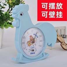 家用高精度室內溫濕度計 兒童卡通款 測量精準, 1個, 免電池  溫濕兩用   行走小鷄 ,亮白色%