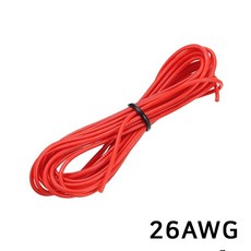 26AWG 실리콘 케이블 드론 RC카 배터리 전원선 고내열 주석도금 구리, 1개, (케이블) 26AWG(레드)