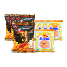 자야30g + 에낙 오리지널16g / 세트 추억의 옛날 과자 라면땅 문방구 라면 간식, 4세트, 46g