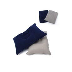 캠핑 낚시 차량용 에어베개 경량 자충식 휴대용 배게 벨벳소재 그레이 네이비, 1개