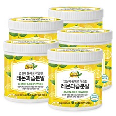 푸른들판 껍질째 착즙 레몬즙 분말 가루 무가당 레몬 과즙 주스 레모네이드 파우더, 5개, 1개입, 200g