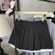 해피유통어린이 귀여운 리본 짧은 스커트 주름 디자인 블랙 그레이 컬러 치마14세 이상 XG03