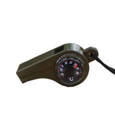 나침반 온도계 호신용 등산 호루라기, 1개, 밀리터리 그린